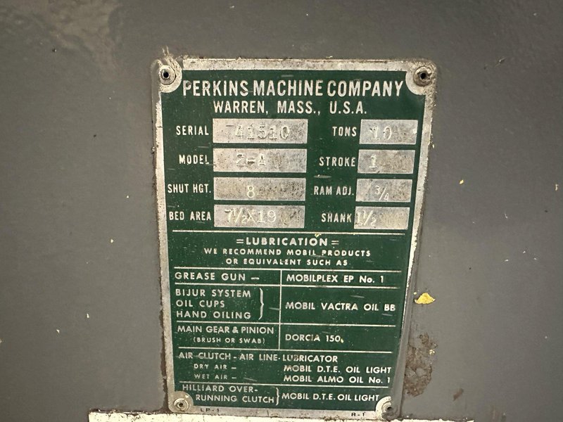 10 TON PERKINS MODEL #2A GAP BED FLYWHEEL PRESS: STOCK #77481