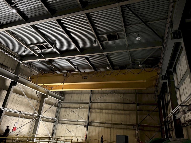 50/10 TON  X 68' SPAN ORLEY MEYER DOUBLE GIRDER OVERHEAD BRIDGE CRANE. STOCK # 0757426
