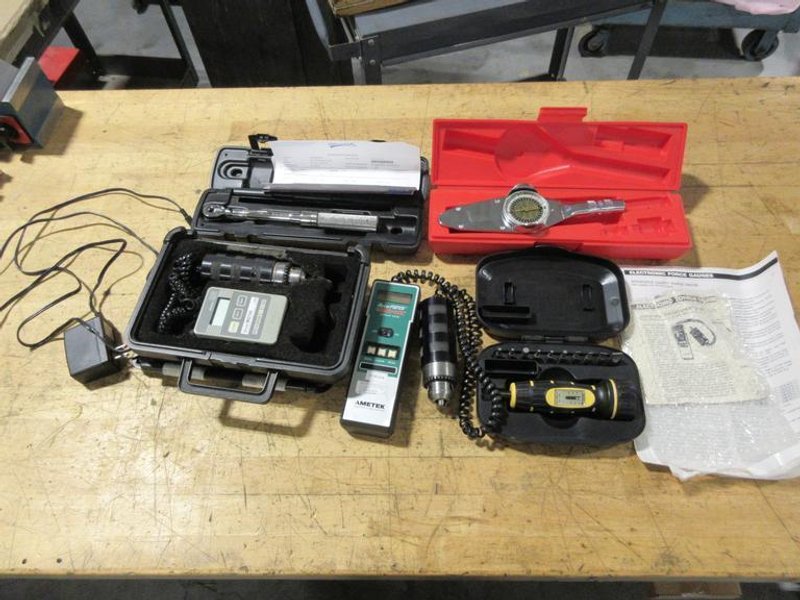 Torque Wrenches and Guages, (1) Snap On 1/4" Drive Torque Meter, (1) Williams 3/8" Drive Torque Ratchet, Ametek, Mark 10,  Wheeler FAT Wrench Drivers- Auction Item