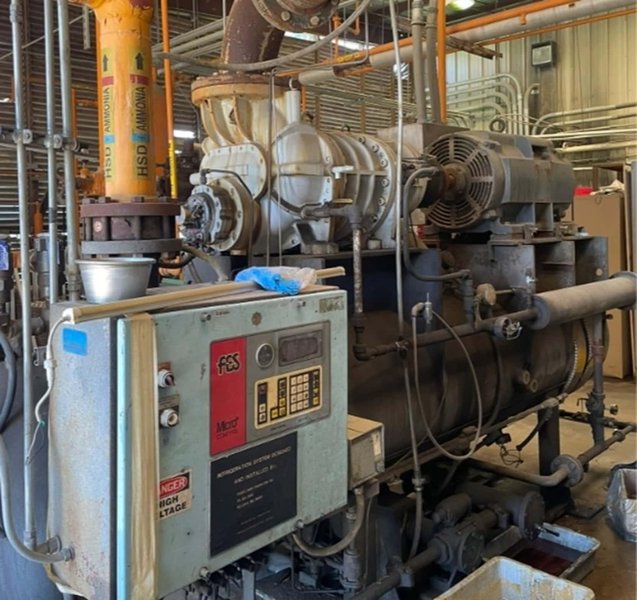 Frick 335 Ton XLP2-1012-503 Evaporative Condensor, 2013 w/ 3 R-717 Refrigerant Compressors