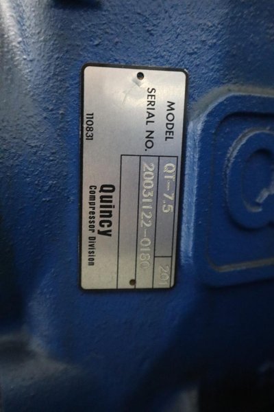Quincy QT-7.5 Air Compressor, 7.5 HP, 80 Gallon Vertical Air Tank- Auction Item