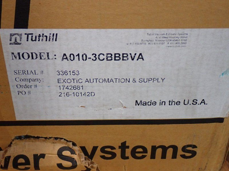 TUTHILL 3450RPM VACUUM PUMP UNIT  -  A010-3CBBBVA