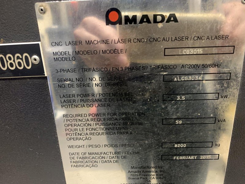 Amada LCG-3015 3500 Watt CNC Laser