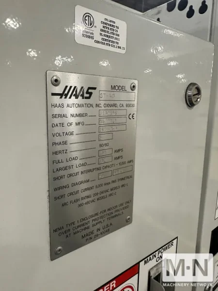 HAAS ST-40 CNC Lathe, 2015 w/ Live Tooling, Tailstock &amp; C-Axis