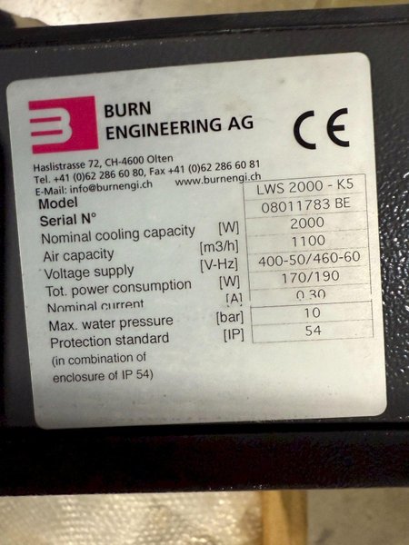 BURN ENGINEERING LWS-2000-K5 AIR/WATER HEAT EXCHANGERS NEW IN CRATE