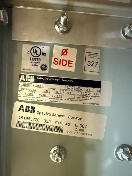 ABB 2500A Spectra Series Copper Flat Offset (Right) INDR, 600V, 3PH, 3G NEW