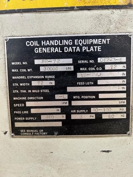 CWP Coil Feed Line 30,000 Lbs. x 72" Wide x .125" (.285" x 24" Wide)