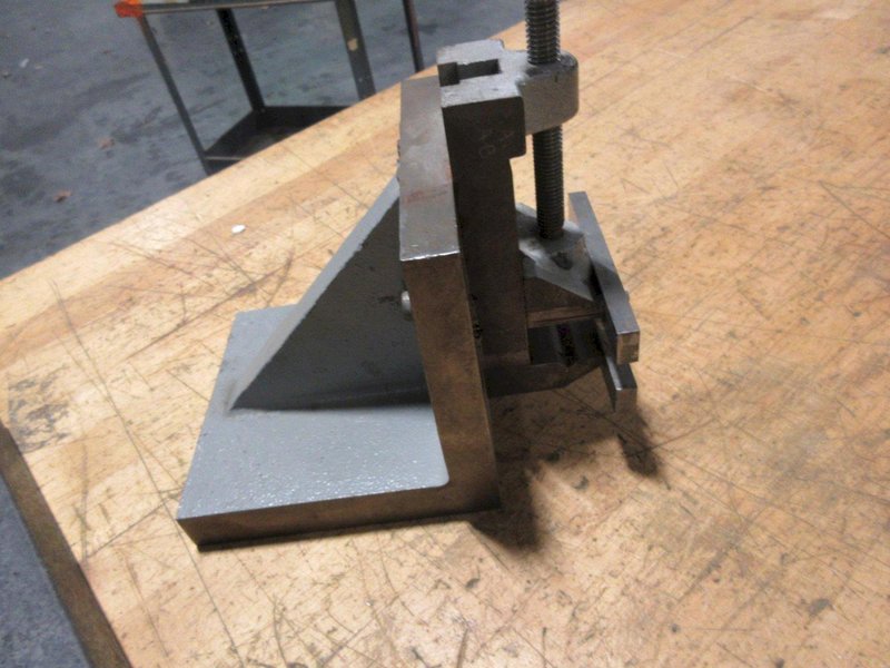 Granite Height Stand with Starrett Digital 1" Travel Indicator *Does Turn On* , Angle Plate 6"x6"x6" with Small Vise Mounted- Auction Item