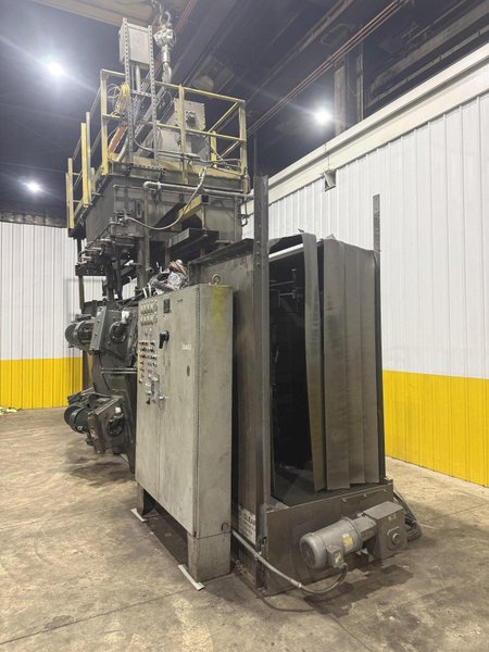36" x 48" x 8 WHEEL PANGBORN ROTOBLAST PASS THROUGH HANGING CONVEYOR SHOT BLAST MACHINE: YOBRO #24717