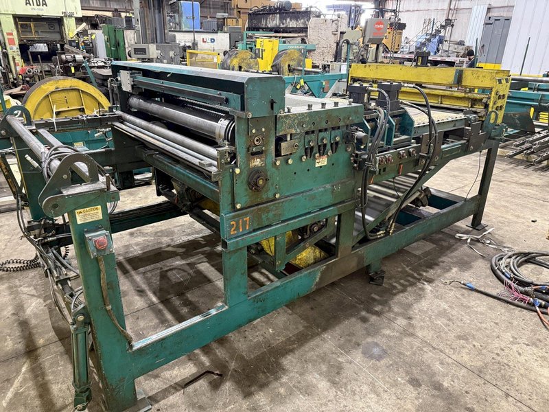 60" x 16 GAUGE IOWA MODEL #GAF60-6 COIL SLEAR (SLITTING &amp; CUT-TO-LENGTH) LINE, WITH UNCOILERS &amp; SIDE PUNCHING / NOTCHING: YOBRO #24552