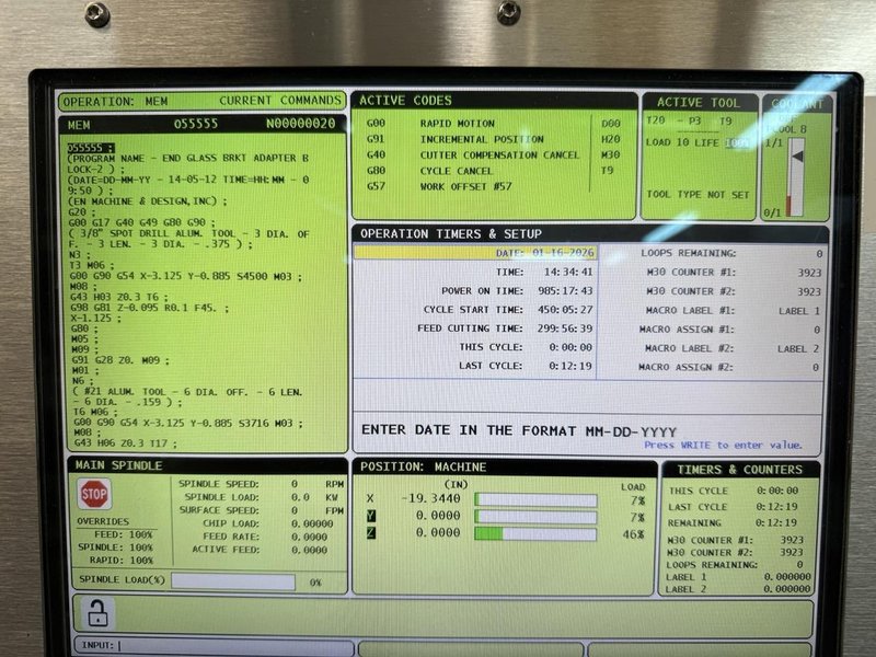 Haas VF-3 VMC, 2015 – Chip Auger, Video Available