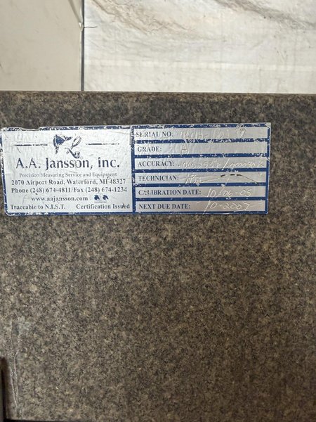 48" X 36" X 8" GRANITE SURFACE PLATE W/ STAND. STOCK # 0112626.