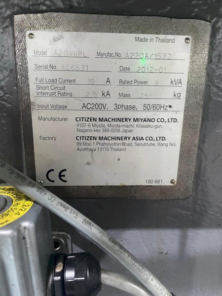 2012 Citizen A20VII 2F7PL