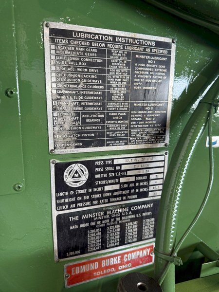 75 TON MINSTER # 7 BACK GEARED OBI PRESS. STOCK # 1218825.