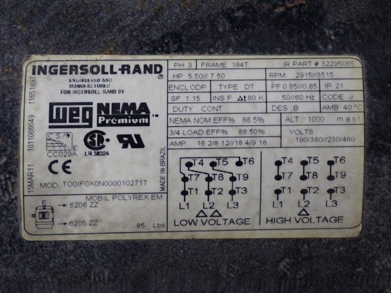 INGERSOLL RAND (2) 5.5//7.5 HP AIR COMPRESSOR  -  2475