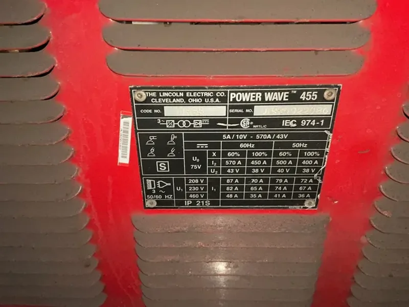 LINCOLN ELECTRIC 455 WATTS POWER WAVE WELDER   -  POWERWAVE455