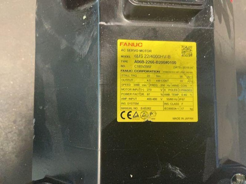 FANUC 4.5 KW AC SERVO MOTOR  -  AIS 22/4000HV-B / A06B-2266-B200#0100