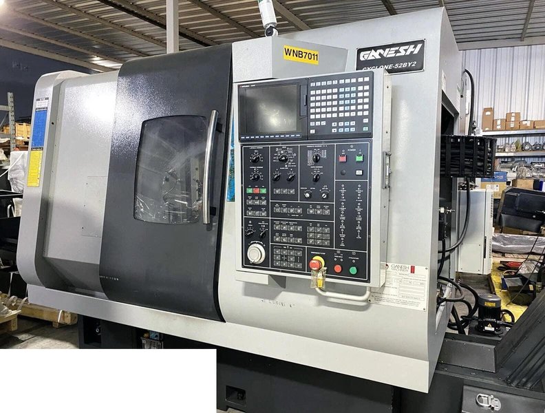 Ganesh Cyclone 52 BY2 9-Axis CNC Lathe, 2016 – 6″ Chuck, Dual Spindle, Live Tooling, Dual Y-Axis
