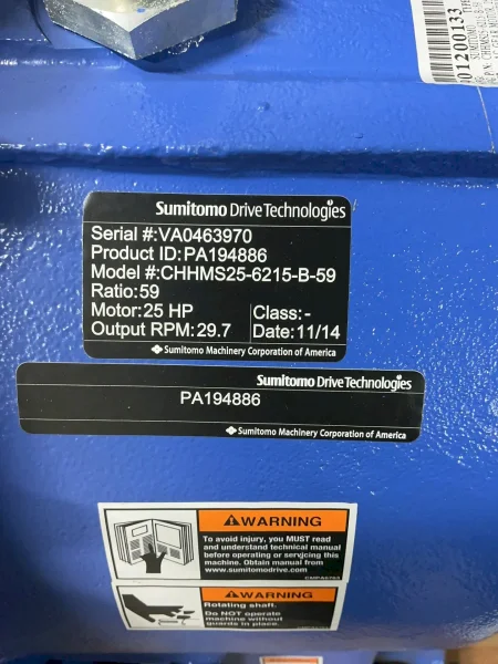 SUMITOMO 25 HP GEAR DRIVE   -  CHHMS25-6215-B-59