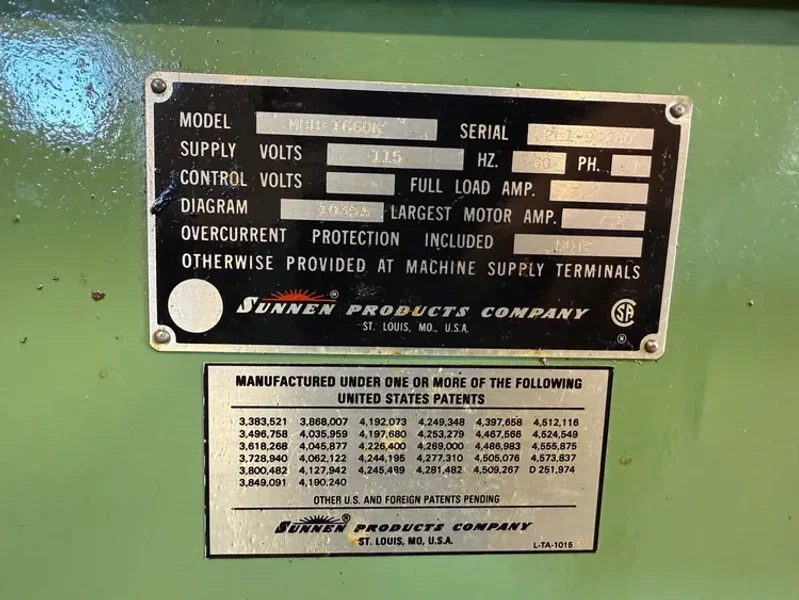 SUNNEN MBB-1660-K Hone Honing Machine USA #7808