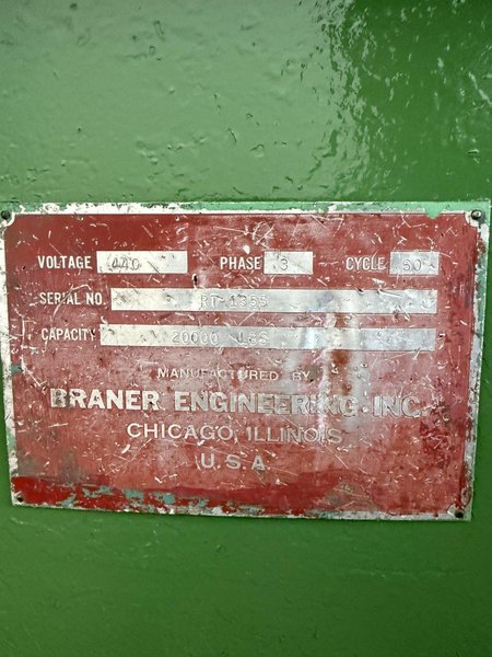 20,000 LBS X 60&quot; BRANER MODEL #RT-1355 COIL UPENDER / FLIPPER: STOCK #23386