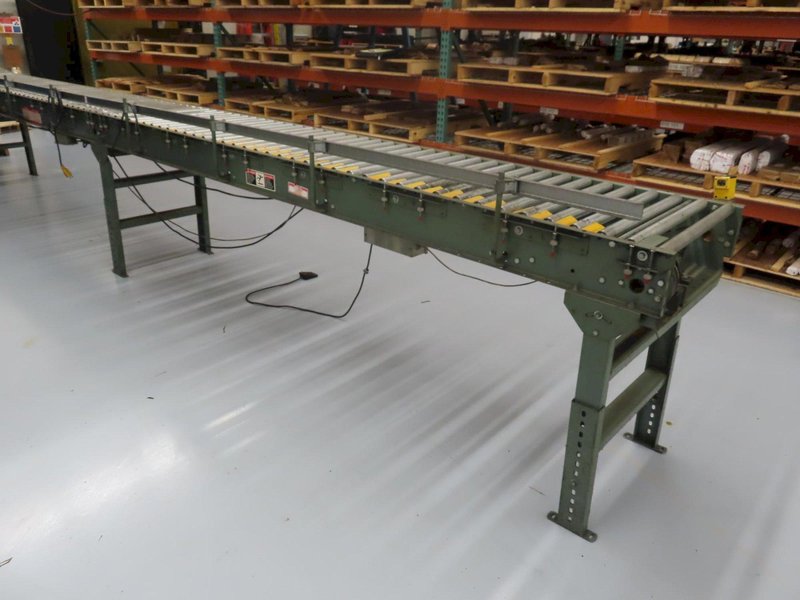 Hytrol 22" x 25' Powered Roller Conveyor System with Foot Pedal, (2) 10' Sections and (1) 5' Section- Auction Item