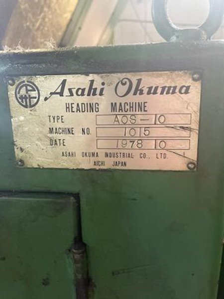 3/8&quot; ASAHI OKUMA MODEL AOS-10 HIGH SPEED DOUBLE STROKE SOLID DIE COLD HEADER