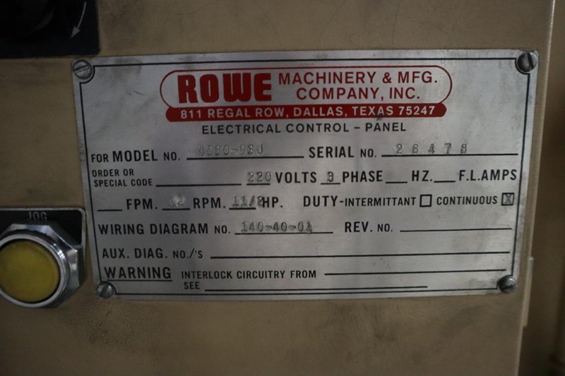 Rowe Press Feeding System. **Note - To Be Sold Only if Bliss Press System Does Not Sell**- Auction Item