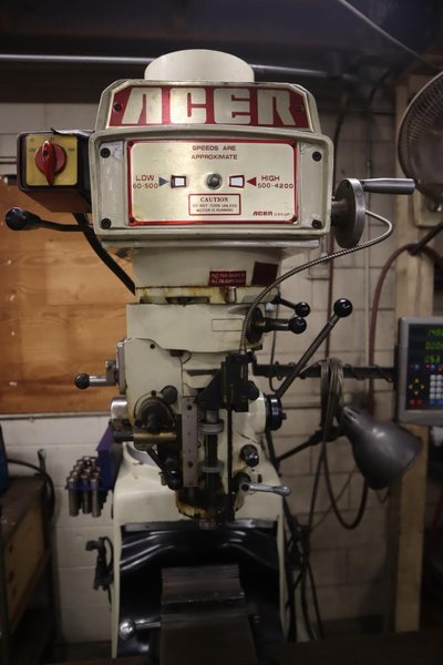 Acer Ultima 3VK Vertical Knee Mill, Newall 3-Axis DRO, X &amp; Y-Axis Servo Power Feeds, Power Quill Feed- Auction Item