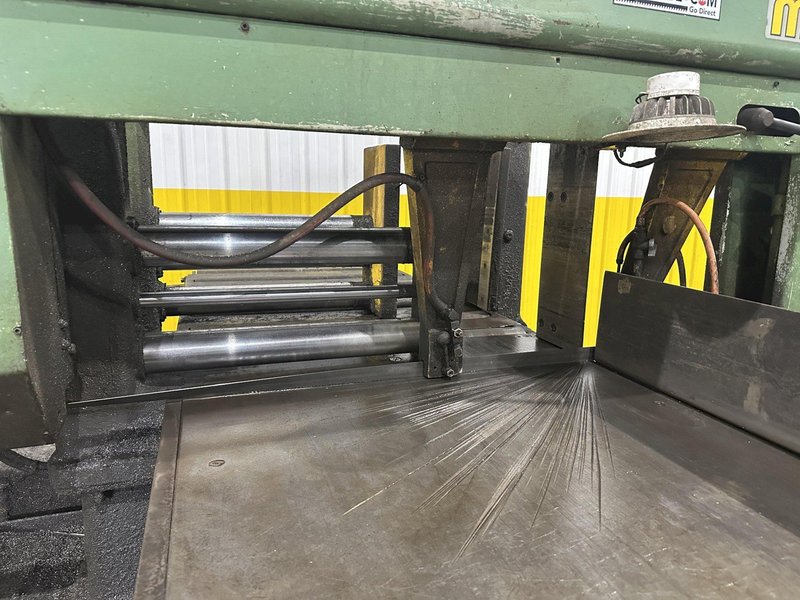 16" x 16" HYD-MECH MODEL #M-16A FULLY AUTOMATIC HORIZONTAL BANDSAW WITH POWER MITRE SWIVEL: STOCK #23105