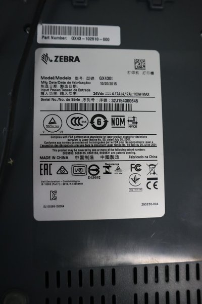 Zebra CX430t Label Printer- Auction Item