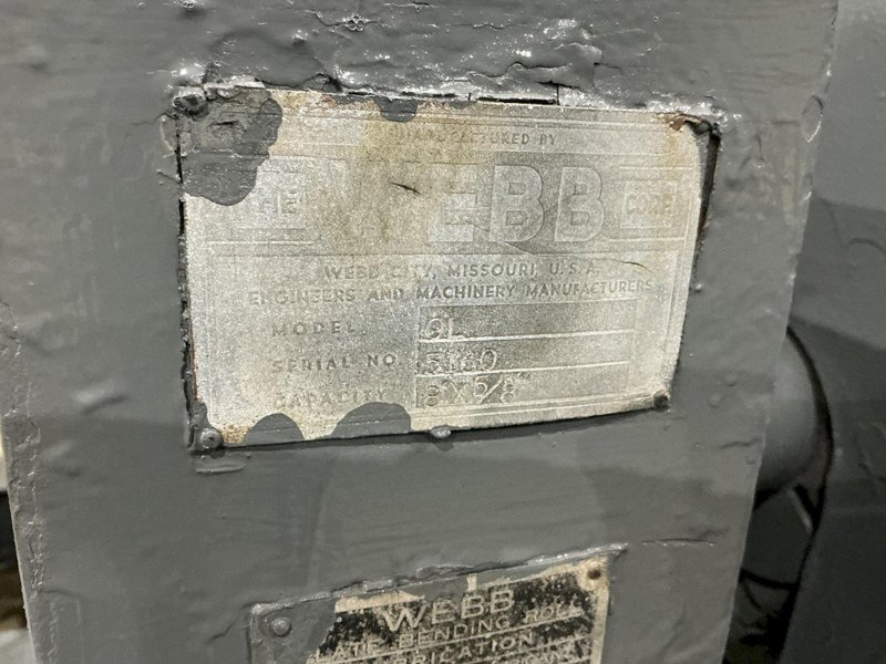 8' X 5/8" WEBB MODEL #9L INITIAL PINCH 3 ROLL PLATE BENDING ROLL: YOBRO #24510