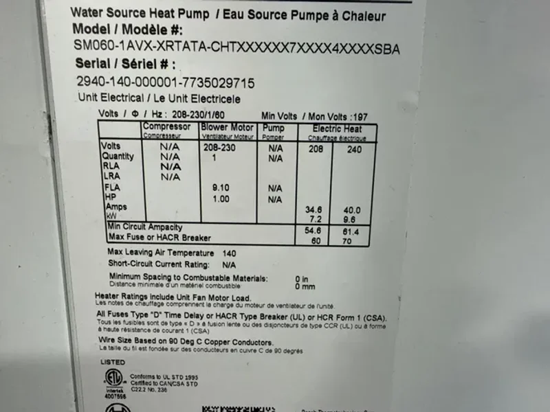 Bosch Water Source Heat Pump - Sm060-1avx-xrtata-chtx