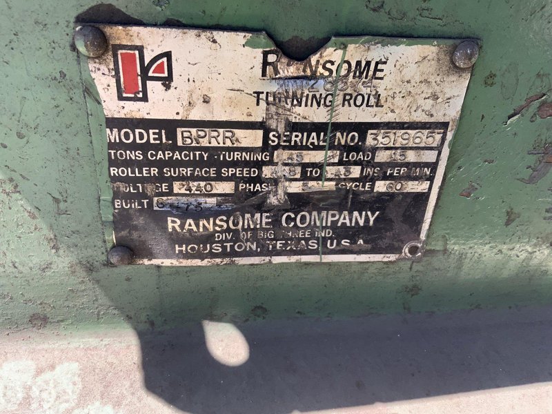 30 TON RANSOME TANK TURNING ROLLS : STOCK #81052