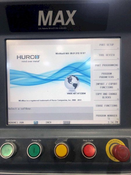 Hurco VM3  VMC, 2008 – WinMax, 4th Axis, Rigid Tap