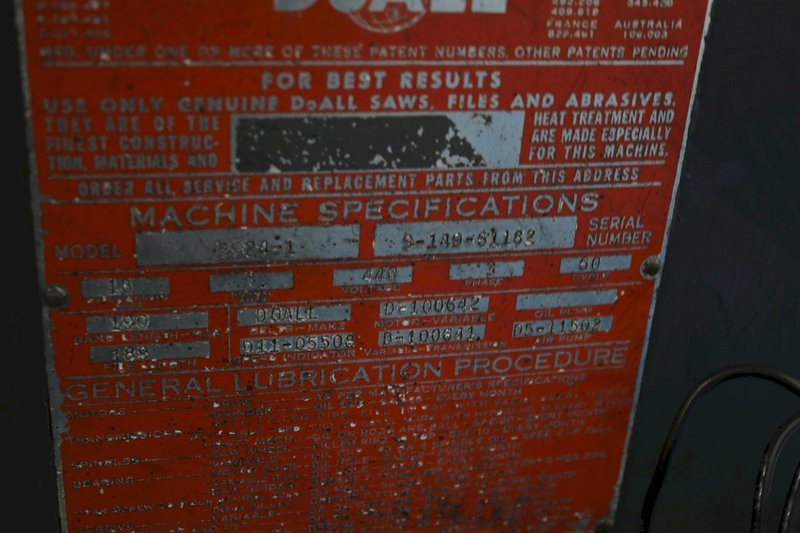 36" DOALL EXTRA HIGH VERTICAL BAND SAW: STOCK #76206