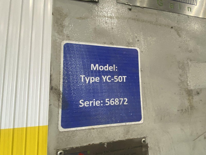 50 TON YIFANG MODEL #YC-50T HYDRAULIC C-FRAME PRESS, 15.75" STROKE: STOCK #20191