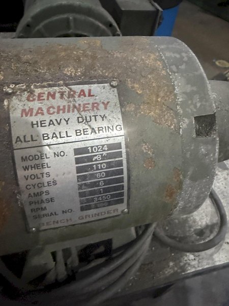 BURR KING MODEL #760 BELT SANDER &amp; CENTRAL MACHINERY MODEL #1024 DOUBLE END GRINDER ON COMMON BASE: YOBRO #24820