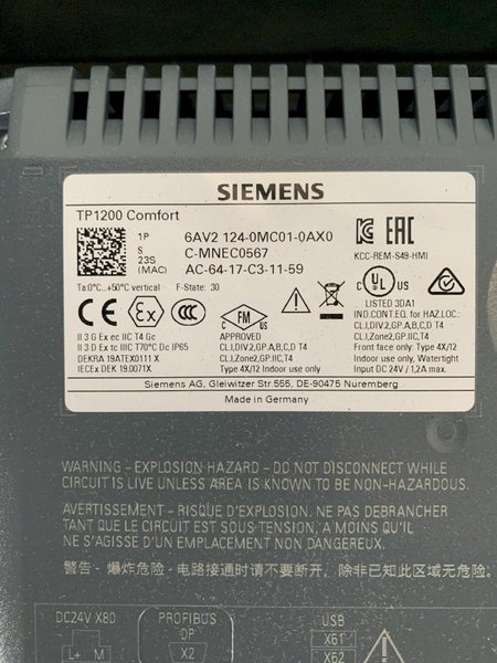 SIEMENS SIMATIC HMI TOUCH DISPLAY. STOCK # 0153624