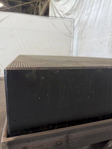 124&quot; X 50&quot; STEEL DRILLED &amp; TAPPED LAYOUT TABLE W/ STAND. STOCK # 0667025.