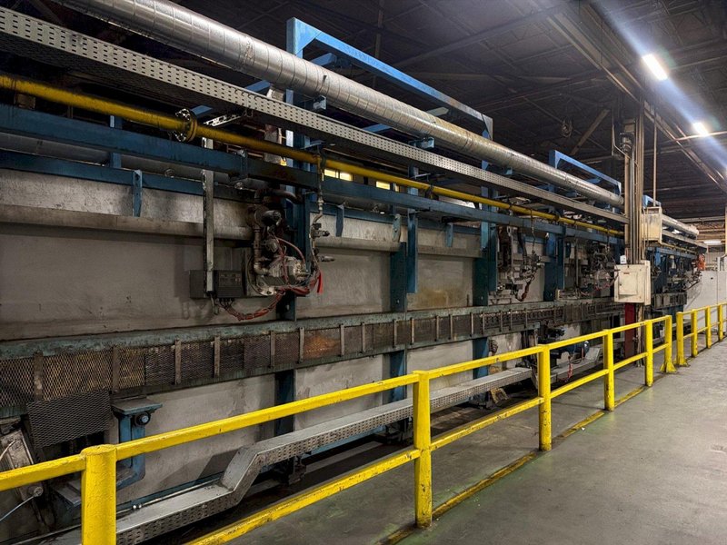 630 TON LOIRE SAFE HOT STAMPING HYDRAULIC PRESS LINE W/ ROLLER HEARTH FURNACE