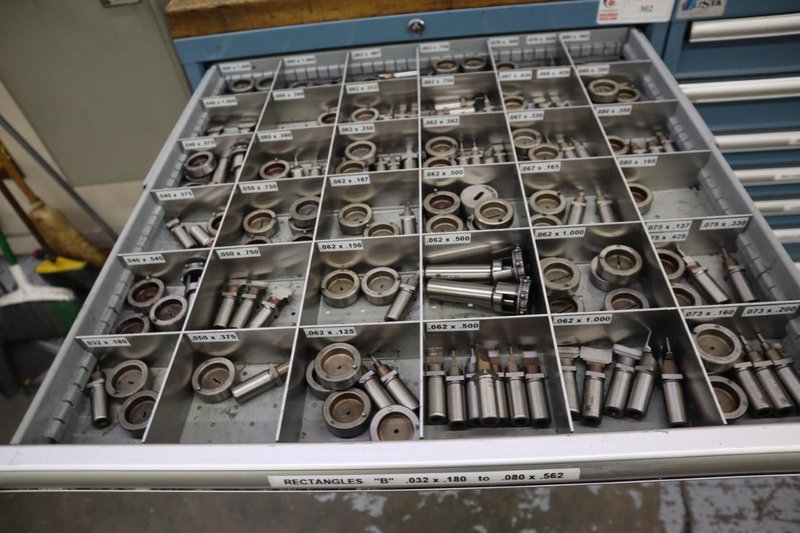 112 and Marathon 112, Turret Punch Tooling, (2) Lista Cabinets with Maple Top Loaded with Tooling- Auction Item