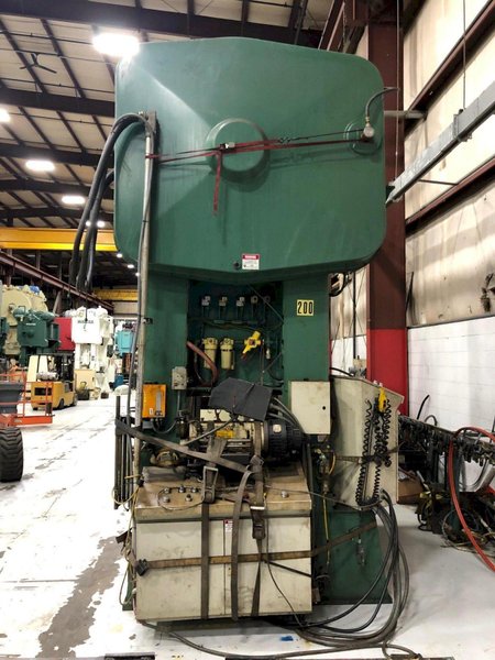 200 ton Brown Boggs SS2-200-60-42 Straight Side Press, New 1993