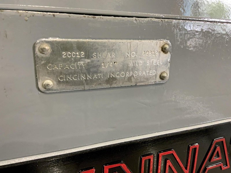 12' X 1/4" CINCINNATI POWER SQUARING SHEAR: STOCK #81291