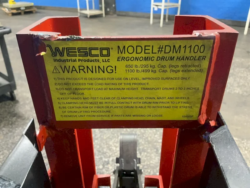 WESCO 650 LBS LEGS RETRACTED / 1100 LBS LEGS EXTENDED ERGONOMIC DRUM HANDLER  -  DM1100