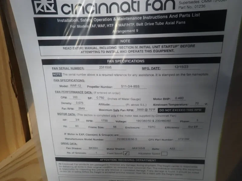 CINCINNATI 12" FAN  -  WAF-12