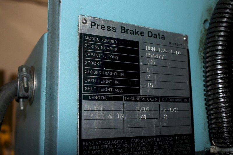 135 TON X 10' NIAGARA HYDRAULIC PRESS BRAKE; STOCK #76419