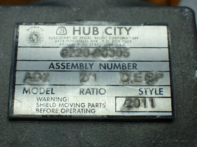 HUB CITY SINGLE-REDUCTION RIGHT-ANGLE BEVEL GEAR DRIVE  -  AD2 2/1 D,E SP