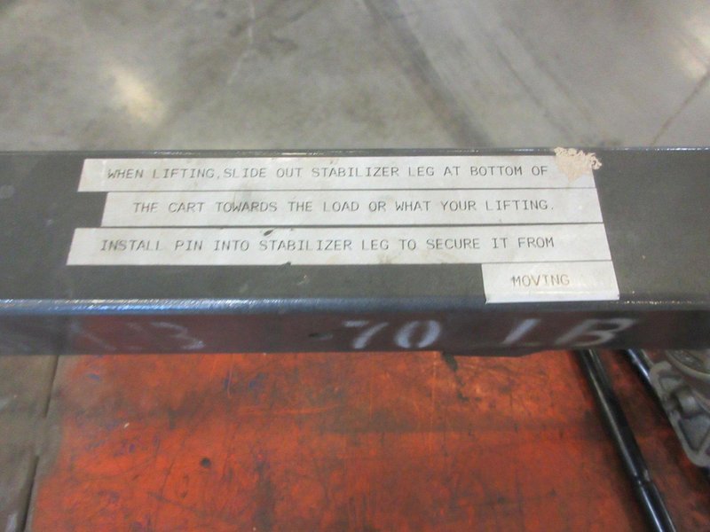 Die Cart, Foot Acuated with 1/2" Ton Adjustable Arm Crane- Auction Item