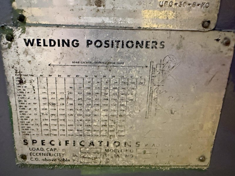 3,000 LBS READCO - UNIQUE MODEL #UPC-30-6 MC POWERED WELDING POSITIONER: YOBRO #25846